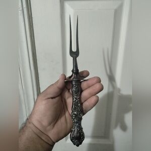 Antique 1835 R WALLACE 1902 FLORAL Large Roast/Carving Fork